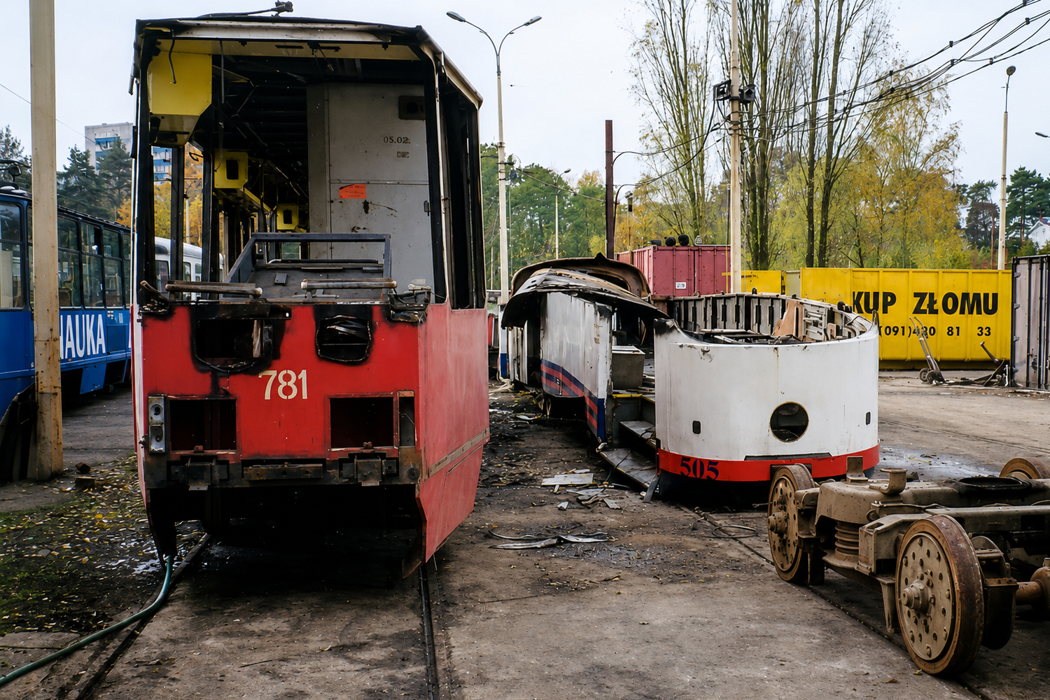 106Na #781, GT6 #505: Szczecin, zajezdnia Pogodno
